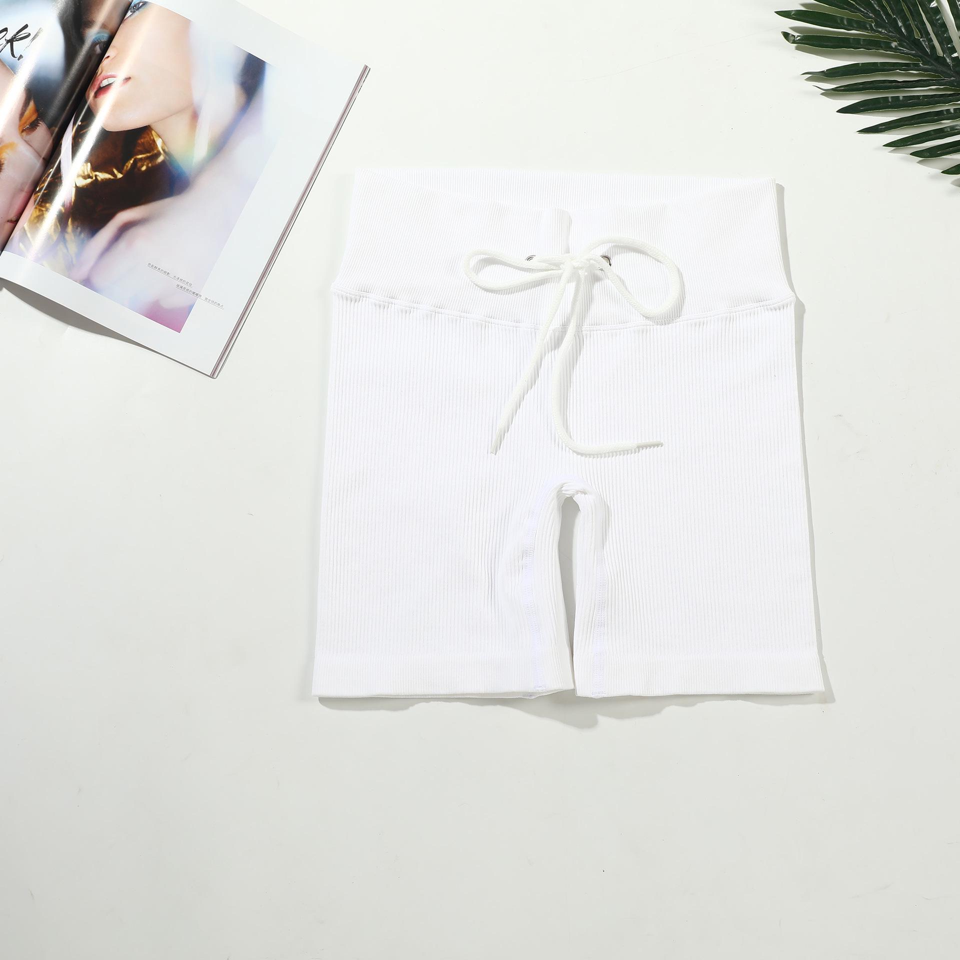 Женский бесшовный комплект для йоги премиум-класса: Стильный и спортивный короткий рукав с кулиской (XL) Large