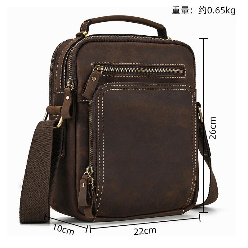 Vintage Men's bags Crazy horse leather classic shoulder bags Luxury designer bags Large capacity Ipad Handbags Free shipping