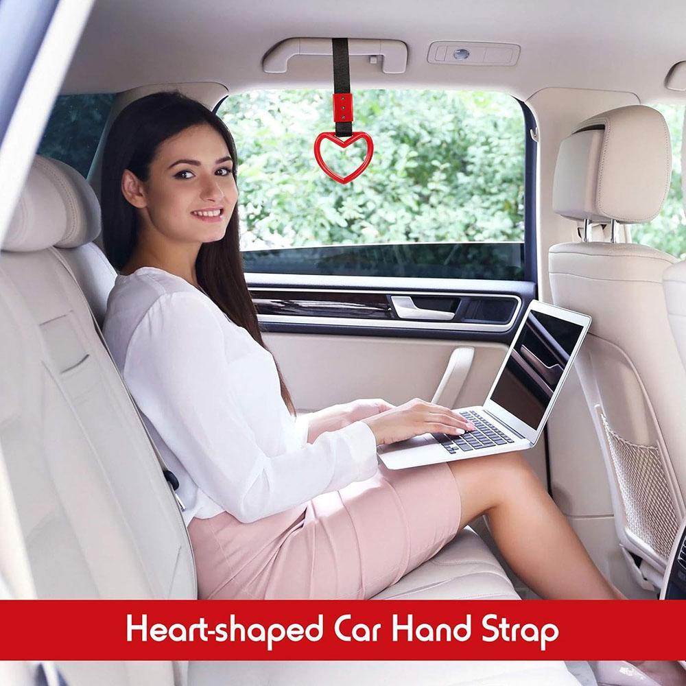 1Pcs Ring Car Warning Subway Train Bus Handle Pull Strap Heart Shape Red