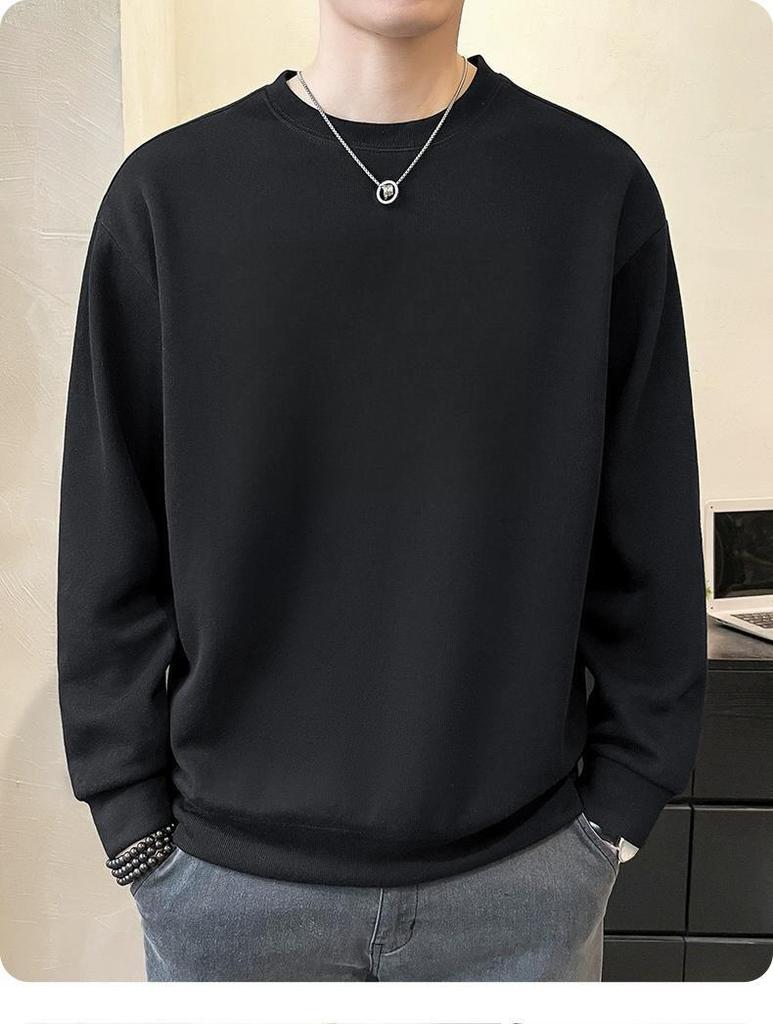 2025 Autumn/Winter Unisex Velvet-Lined Long-Sleeve Round-Neck Hoodie Base Layer