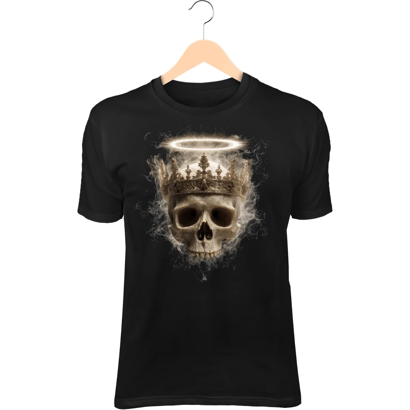 Flaming Crown Skull T-Shirt – Broken Halo, Dark Light Burst S