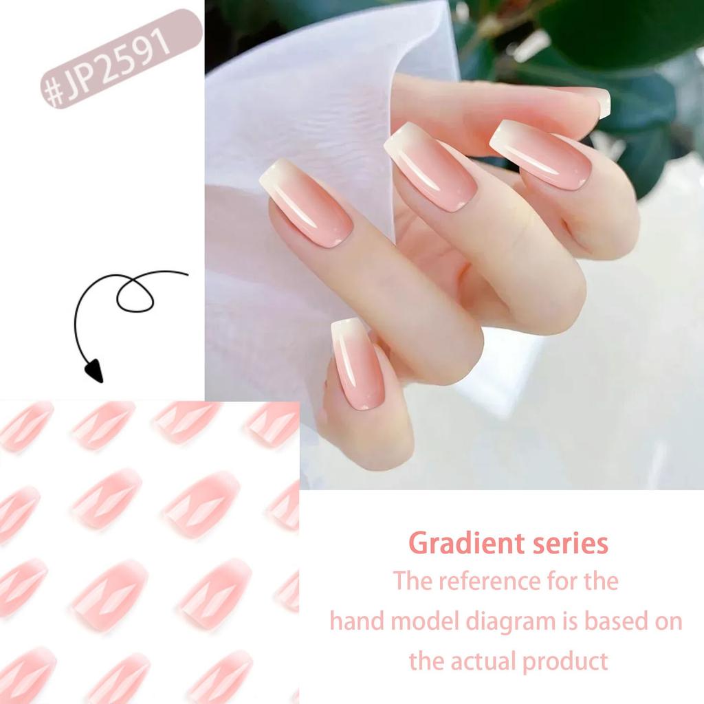 24pcs Nail Pieces Wearable Nails Ice Transparent False Nails 10ml