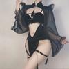 Dark Witch Cosplay Costume Cheongsam Hollow Puff Sleeve Demon Women Sexy Lingerie Dress Bandage Halloween Uniform