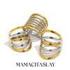 MamacitaSlay 316L Stainless Steel Two Tone Multilayer Line Wide Ring Party Waterproof Jewelry Women's Unique Cool Ring 2026 Gift