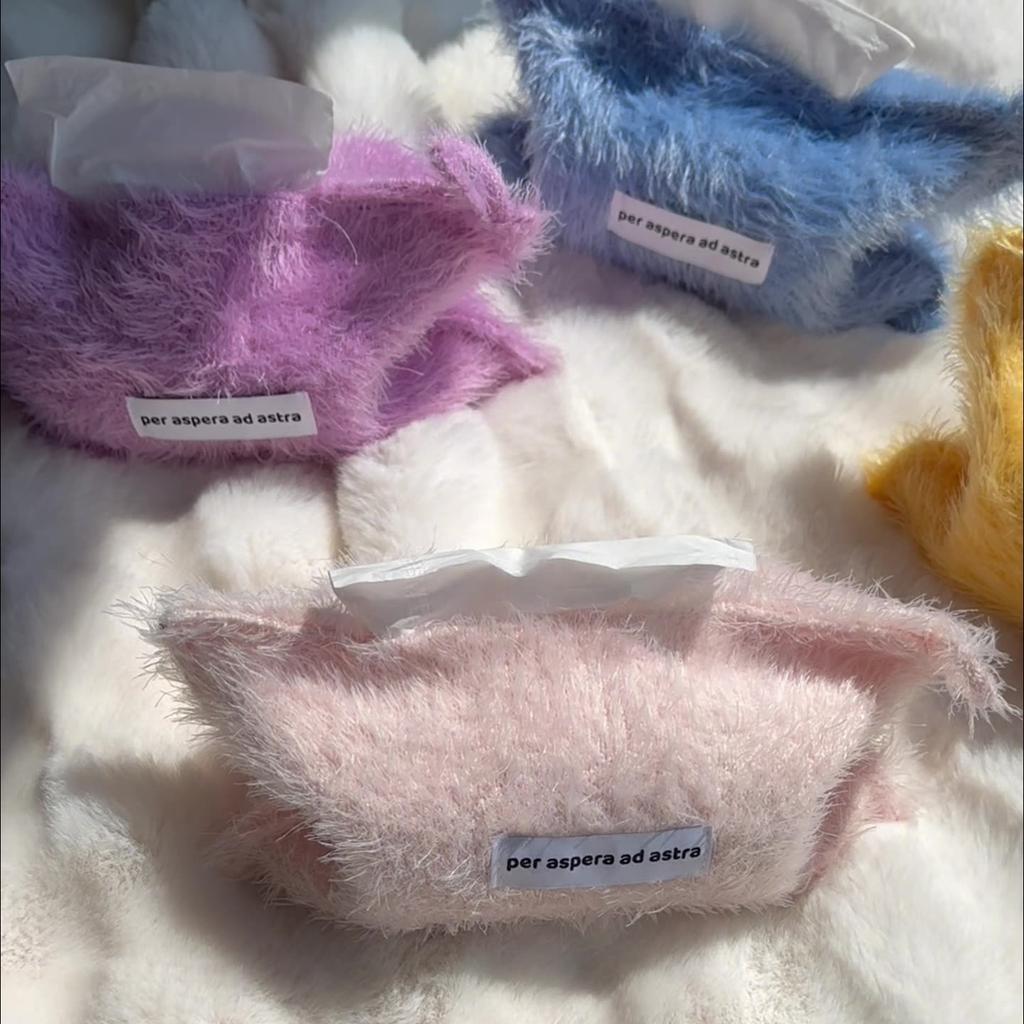 Nordic Style Plush Solid Color Napkin Boxes Issue Bag Thread Napkin Holder Tissue Bag Storage Napkins Tabletop Decoration
