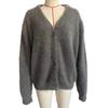 Women Knitting Coat V-Neck Long Sleeve Solid Color Single Breasted Sweater Coat Loose Fit Stretchy Outwear