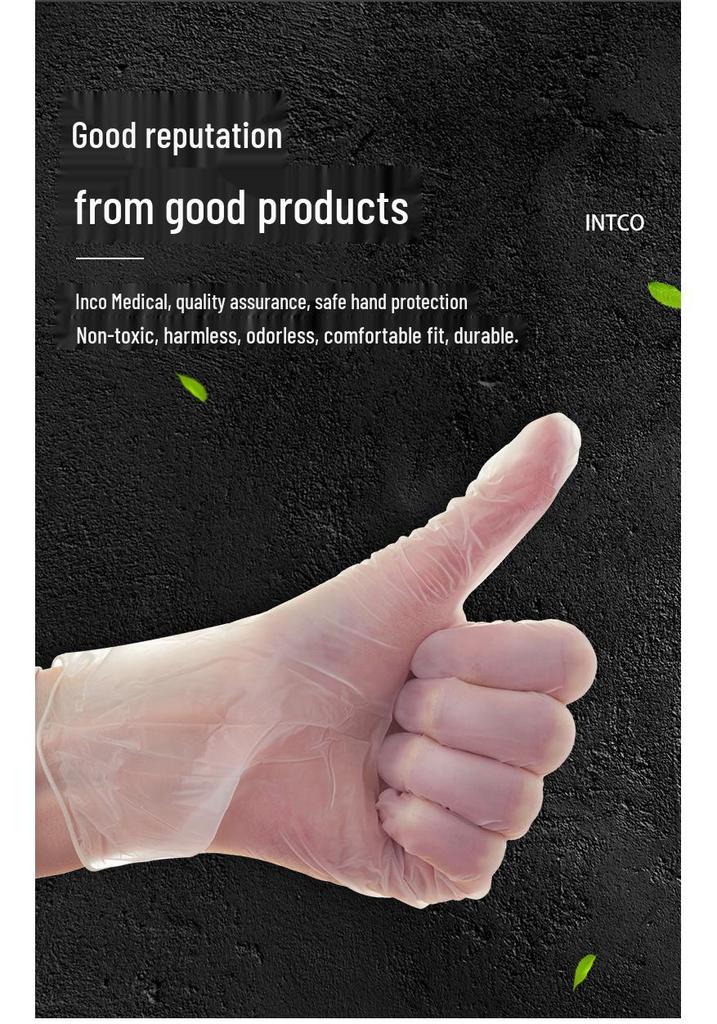 Yingke Food Grade PVC Gloves - Disposable, Thickened, Nitrile, Oil Resistant, Ideal for Baking and Kitchen Use.