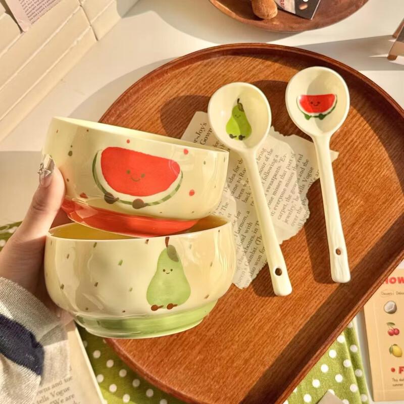 ZISIZ Fruit Croissant Ceramic Bowls Set