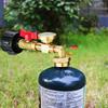 Upgraded Propane Refill Elbow Adapter with Tank Gauge,Fill 1 Pound Bottles from 20lb Tank, 1 Lb Throwaway Disposable Cylinder Propane Bottle