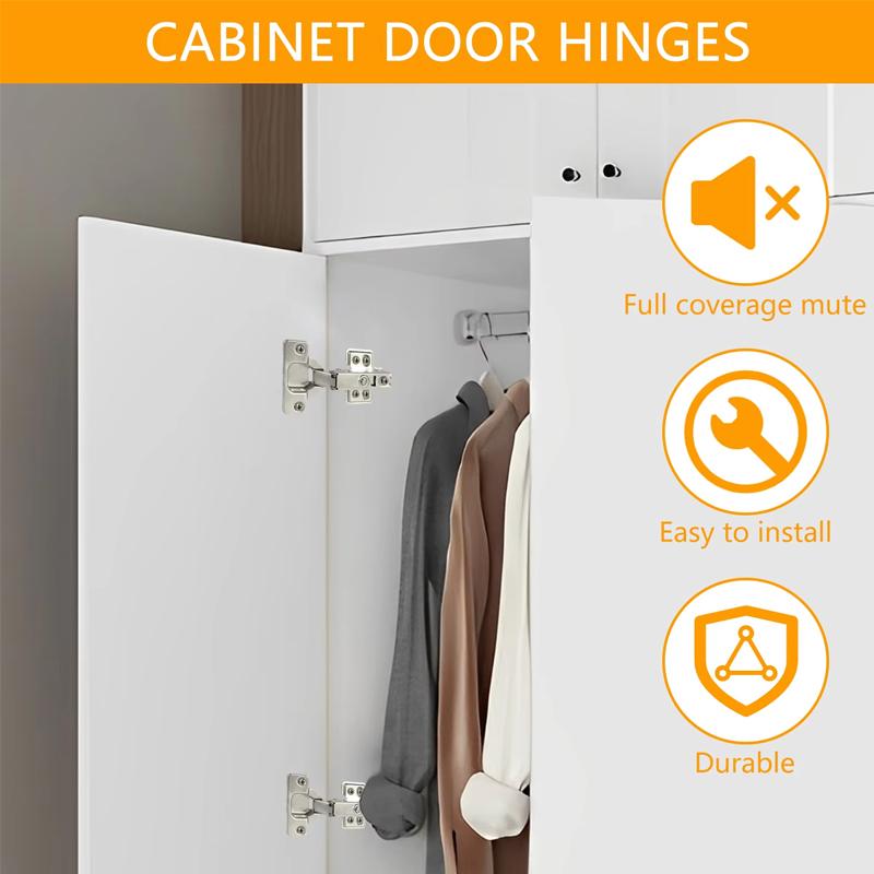 10pcs Door Hinge Stainless Steel Cabinet Door Hinges Buffer Soft Close Quiet Wardrobe Door Concealed Hinges