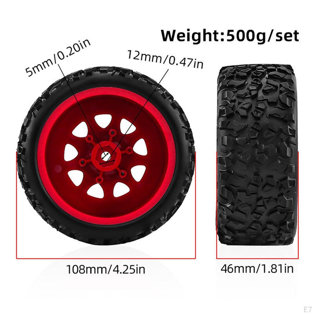 4 Pieces 1/10 RC Truck Wheels and Tires Accessories Spare Parts High Performance Durability Car