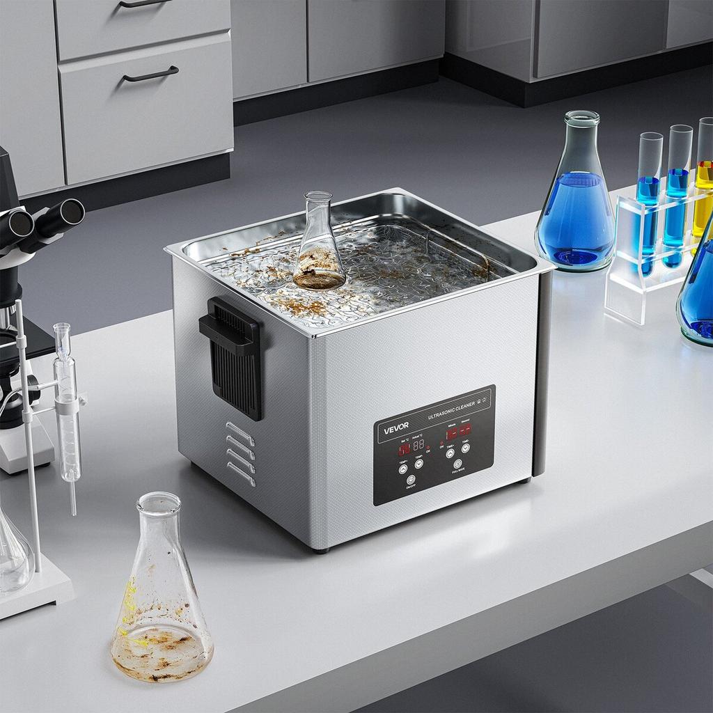 15L Ultrasonic Cleaner, Professional Ultrasonic Cleaner Machine with Cleaning Basket & Digital Display, 240W Stainless Steel 40kHz Industrial Cleaning