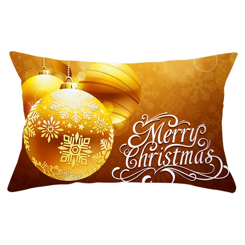 New Christmas Peach Skin Waist Pillowcase Gold Series Sofa Cushion Cover Bedside Pillow Cover