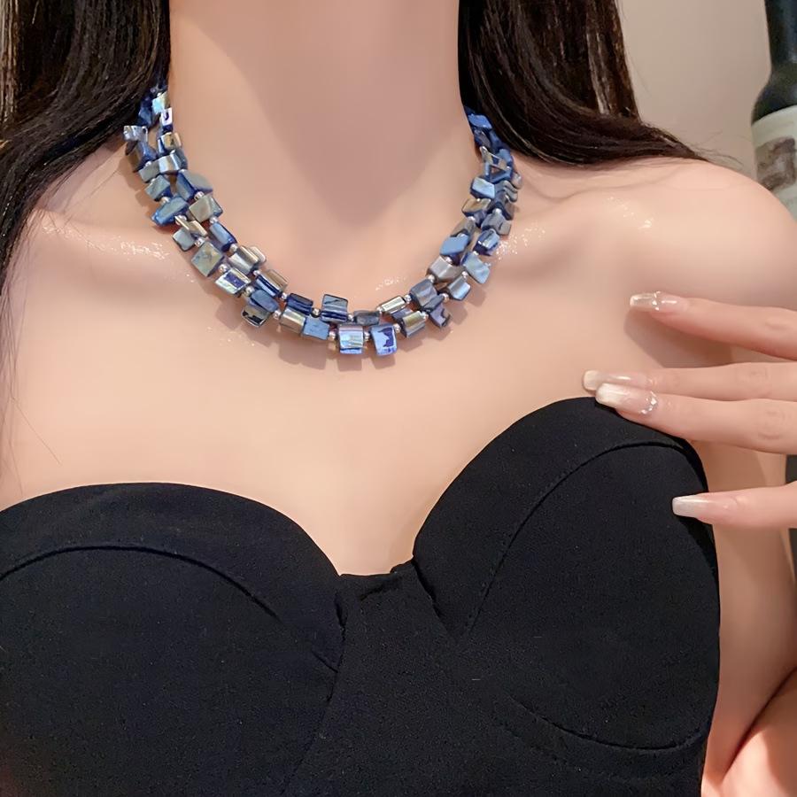 Irregular Double Shell Beaded Necklace Fashion Temperament High Sense Collarbone Chain Simple Versatile Item Decoration