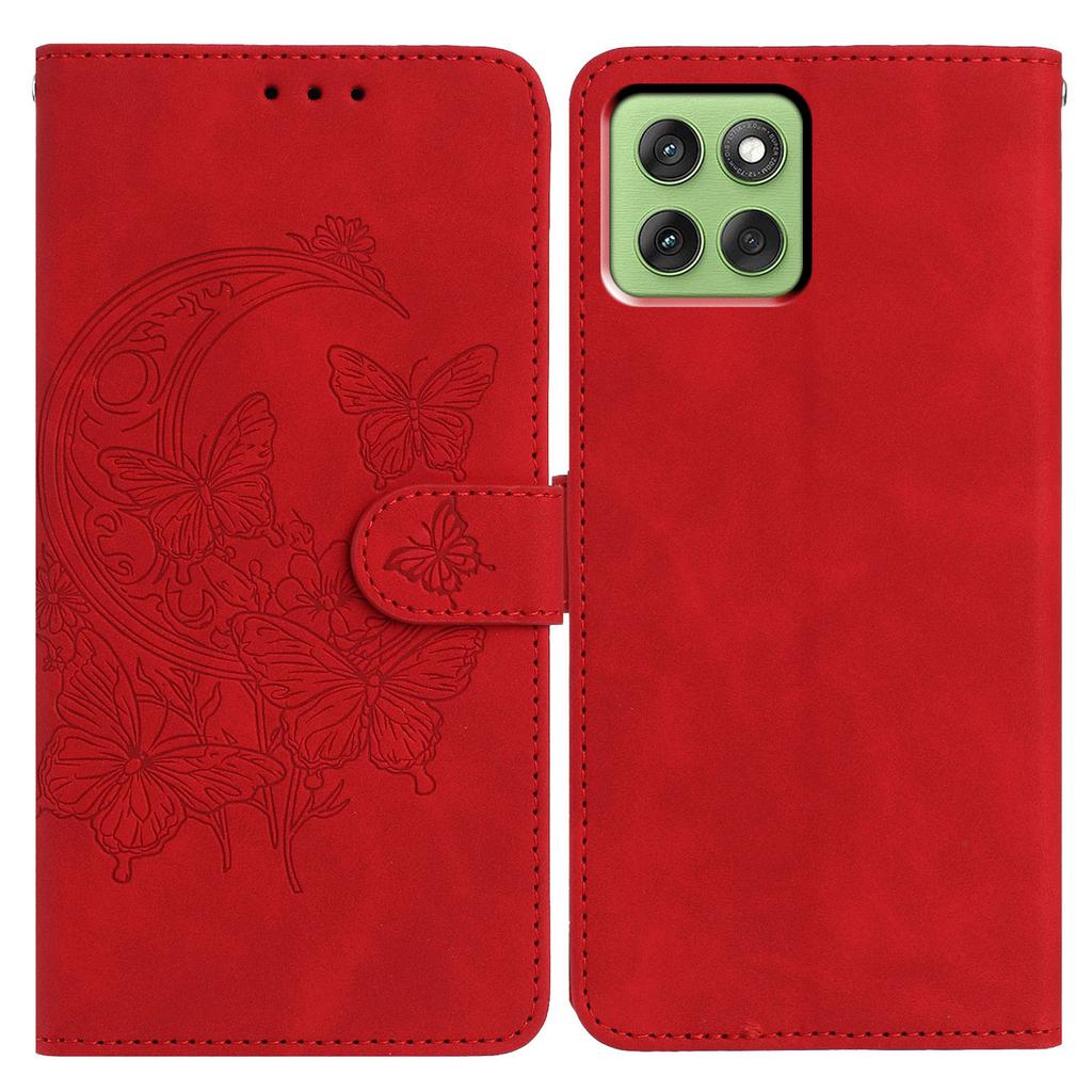 For Motorola Edge 60 5G Case Butterfly Flower Imprinted PU Leather Wallet Stand Phone Cover