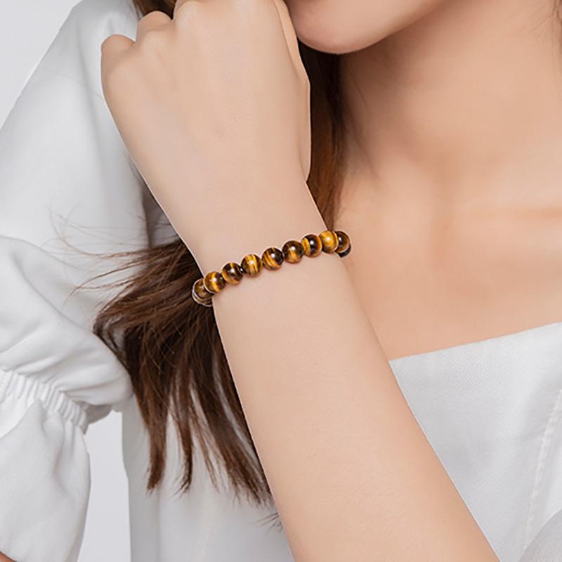 8mm Natural Stone Buddha Bracelet Brown Tiger Eyes Beads Bracelet For Men Women Healing Bracelets Jewelry