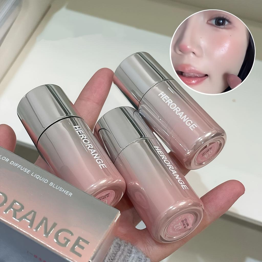HERORANGE Liquid Blush Stick, with Sponge Tip, Suitable for Lips and Cheeks, Waterproof and Long-Lasting, Color Correcting, Suitable for All Skin