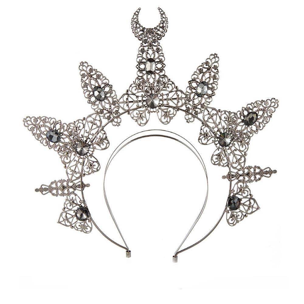 1pc Gothic Halo Crown Retro Horn Baroque Neutral Tiara Party Banquet Exaggerated Halloween Eye-Catching Hair Accessory Crown