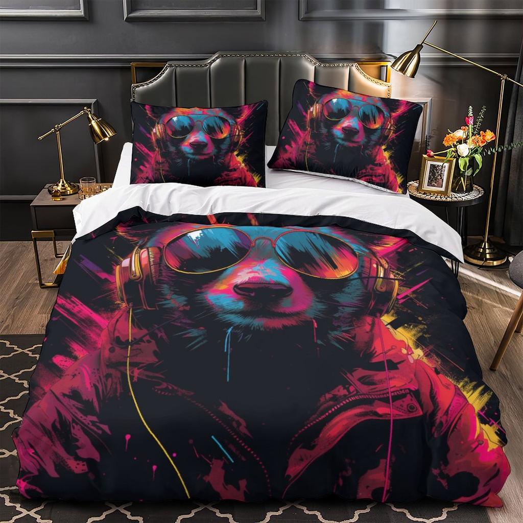 Zestaw pościeli 3D Fierce Beast dla chłopców nastolatków mężczyzn pokrowiec na kołdrę puchową poszewka na poduszkę 2/3 szt. zwierzęca miękka okładka wszystkie rozmiary łóżek