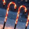 Waterproof Christmas Decor 4Pcs Solar Candy Cane Pathway Lights, Outdoor Stake Automatic Dusk to Dawn Lights Garden for Yard Lawn Patio Holiday