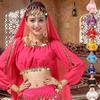 Belly Dance Costume for Women Crewneck Long Sleeve Coin Tee Shirt Top Carnival Dancer Outfits