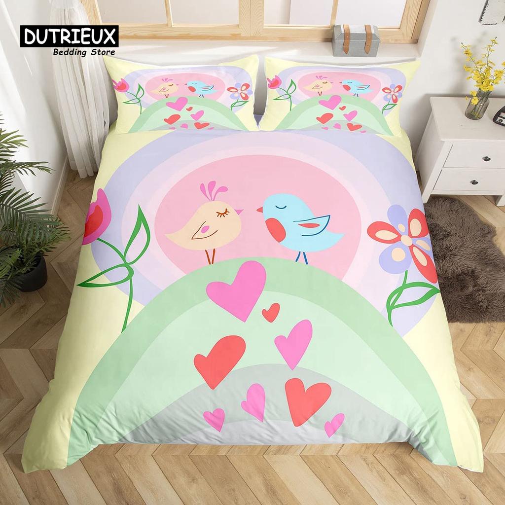 Boho Mandala Bedspread Cover Kit Hummingbird Bed Ensemble Cozy Microfiber Fabric Farmhouse Adorable Birds Comforter Cover Queen Dimension for Kids