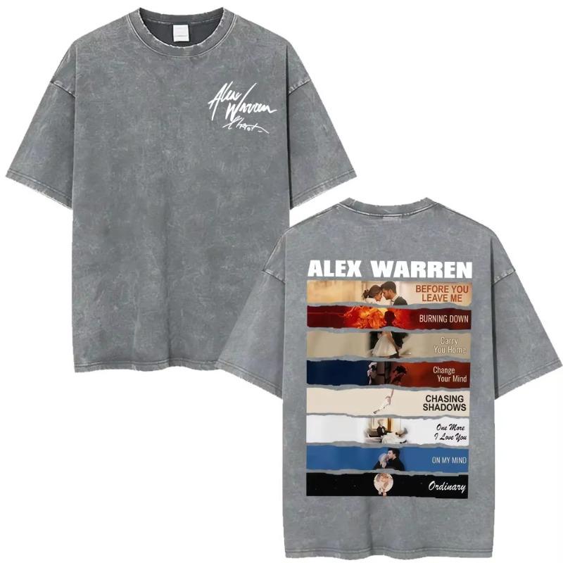 Alex Warren Little Orphan Alex Live Tour 2026 Graphic T Shirt Men's Clothing Vintage Washed T-shirts Casual O-Neck Loose T-shirt