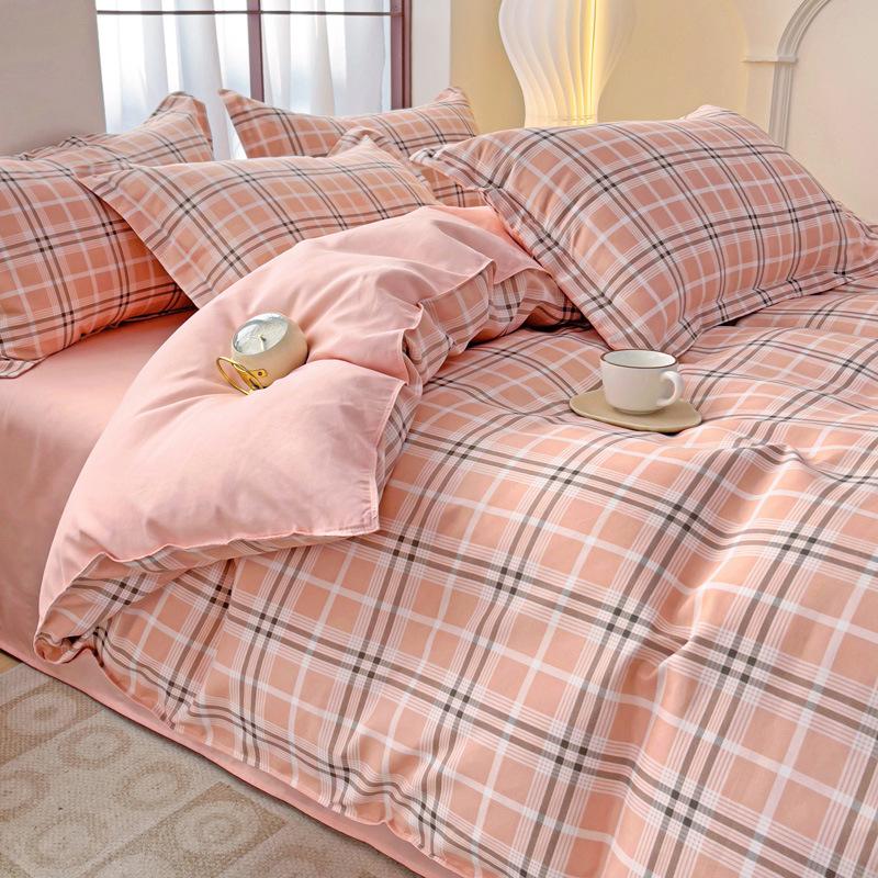 Plaid Striped Bed Sheet Quilt Cover Twill Thickened Quilt Cover Bedding Quilt Cover Three-piece Bed Sheet Set