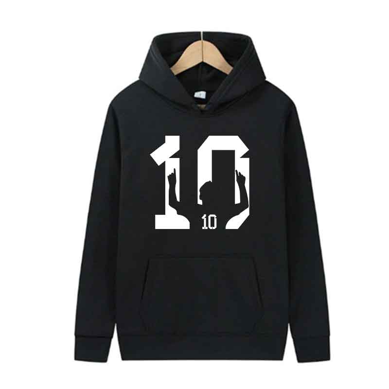 Harajuku Print Football player Number 10 Hooded Top Men's Women Vintage Sweatshirts Streetwear Spring Autumn Y2K Clothing