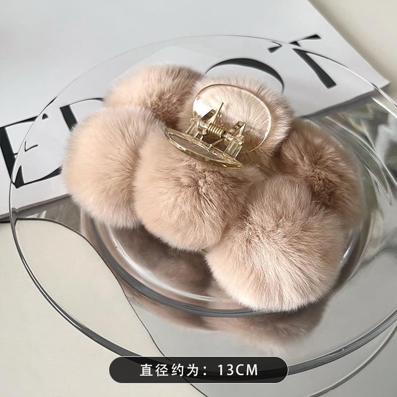 Japanese and Korean Rex Rabbit Hairball Hairpin Temperament Plush Grab Clip Autumn and Winter Extra Large Hair Volume Shark Clip