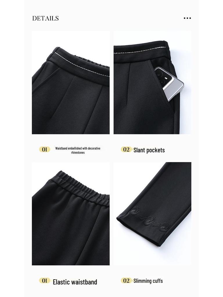 2025 Letní Ležérní Zeštíhlující Tužkové Kalhoty se Středním Pasem - Dámské Oblečení Plus Size