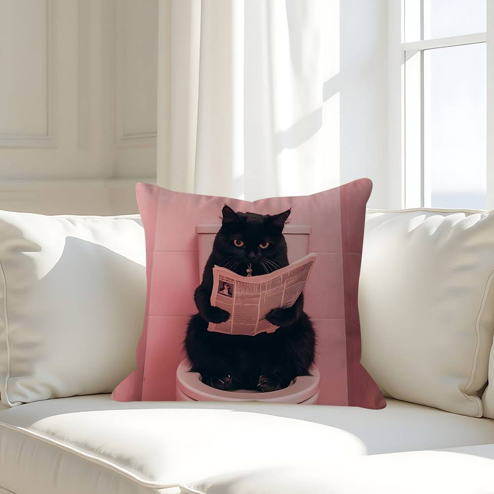 

Забавная наволочка для подушки для чтения с животными в туалете, съемная, моющаяся, всесезонный мягкий лен 16x16Inch