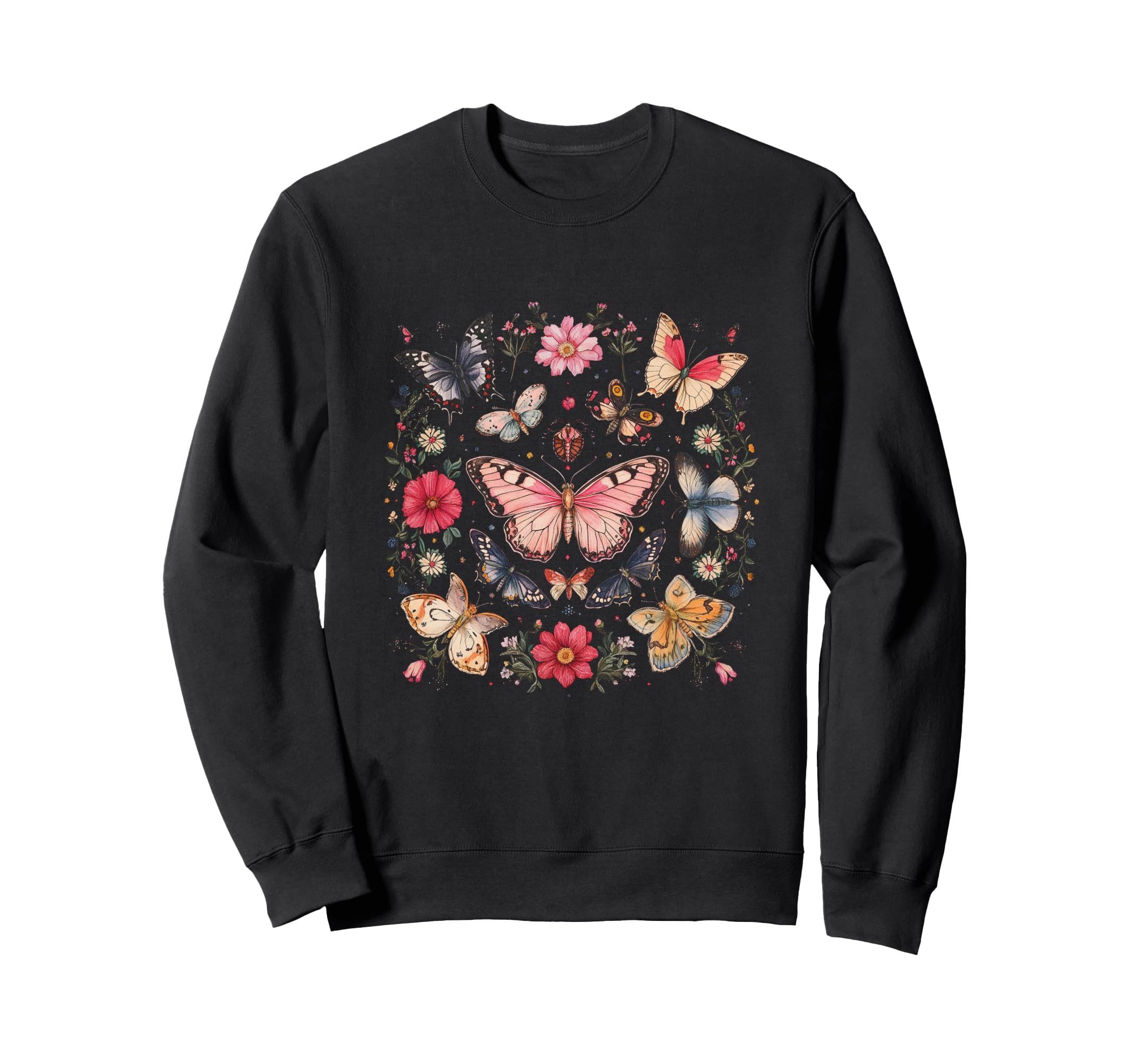

Cottagecore Boho Flower Butterfly Sweatshirt чёрный