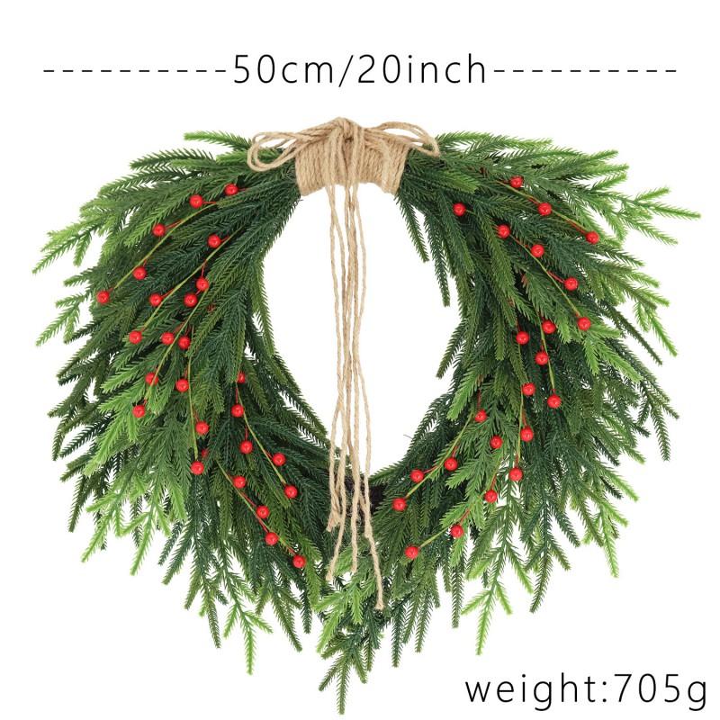 50cm American Style Christmas Wreath With Bow Front Door Decor Home Holiday Decoration