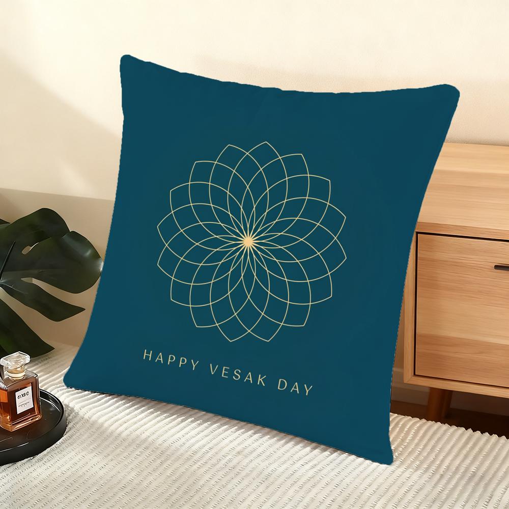 Happy Vesak Cushion Cover Soft Short Plush Pillow Cover Smooth Cozy Texture Aesthetic Cushion Case Home Decor