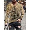 Vintage Compass Graphic Men's T-shirts Fashion Spring Autumn Long Sleeve Round 3D Printed Loose Streetwear Tops