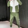 Sport  Suit Contrast Colors Hooded Drawstring Cardigan Ankle Banded Pants Suit for Daily Wear