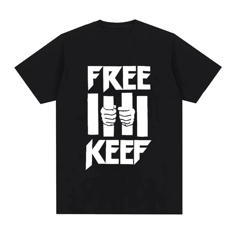Chief Keef Свободу Keef Принт Письмо Футболка Мужская Мода Винтажные Футболки Хлопок Оверсайз Короткий Рукав Футболки Уличная Мода К... S разноцветный