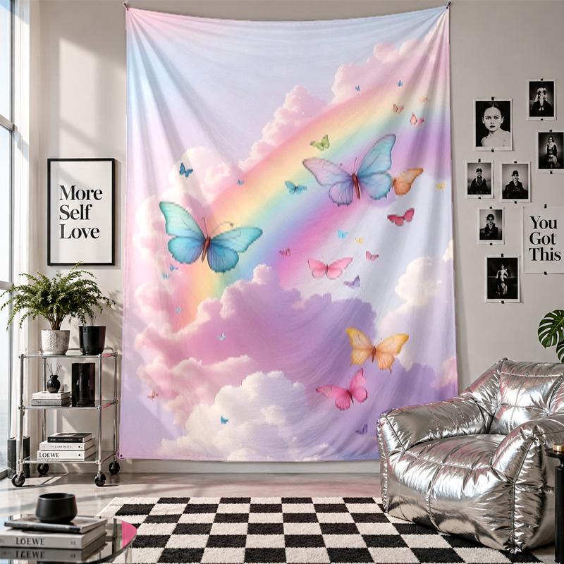 Tapisserie murale Art papillon Tissu suspendu Couverture de fond décorative pour la décoration de pièce