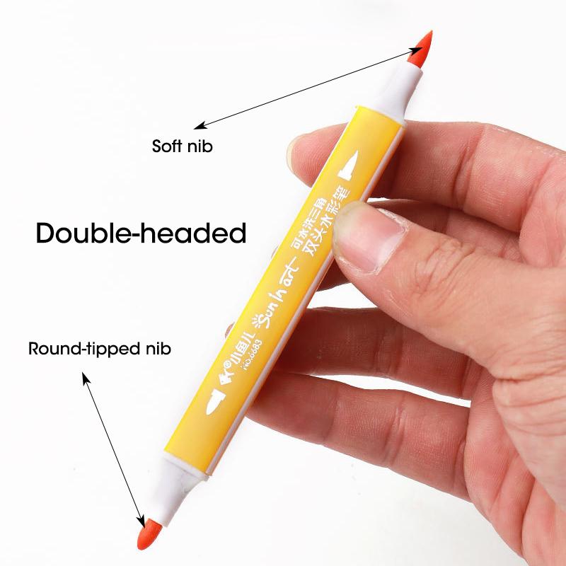 Double Ended Watercolor Pen Set 12/24/36/48 Colors Children's Drawing Coloring Watercolor Pens Painting Graffiti Art Supplies