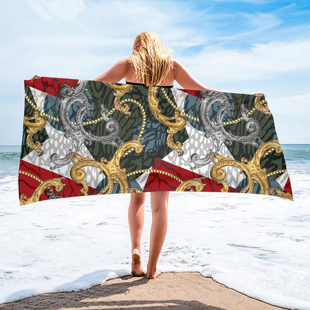 Luxus Schwarz Gold Europäisches Design Mikrofaser Saugfähige Strandtücher für Mann Frau Zuhause Hotel Badetücher Schnell Trocknendes Strandtuch