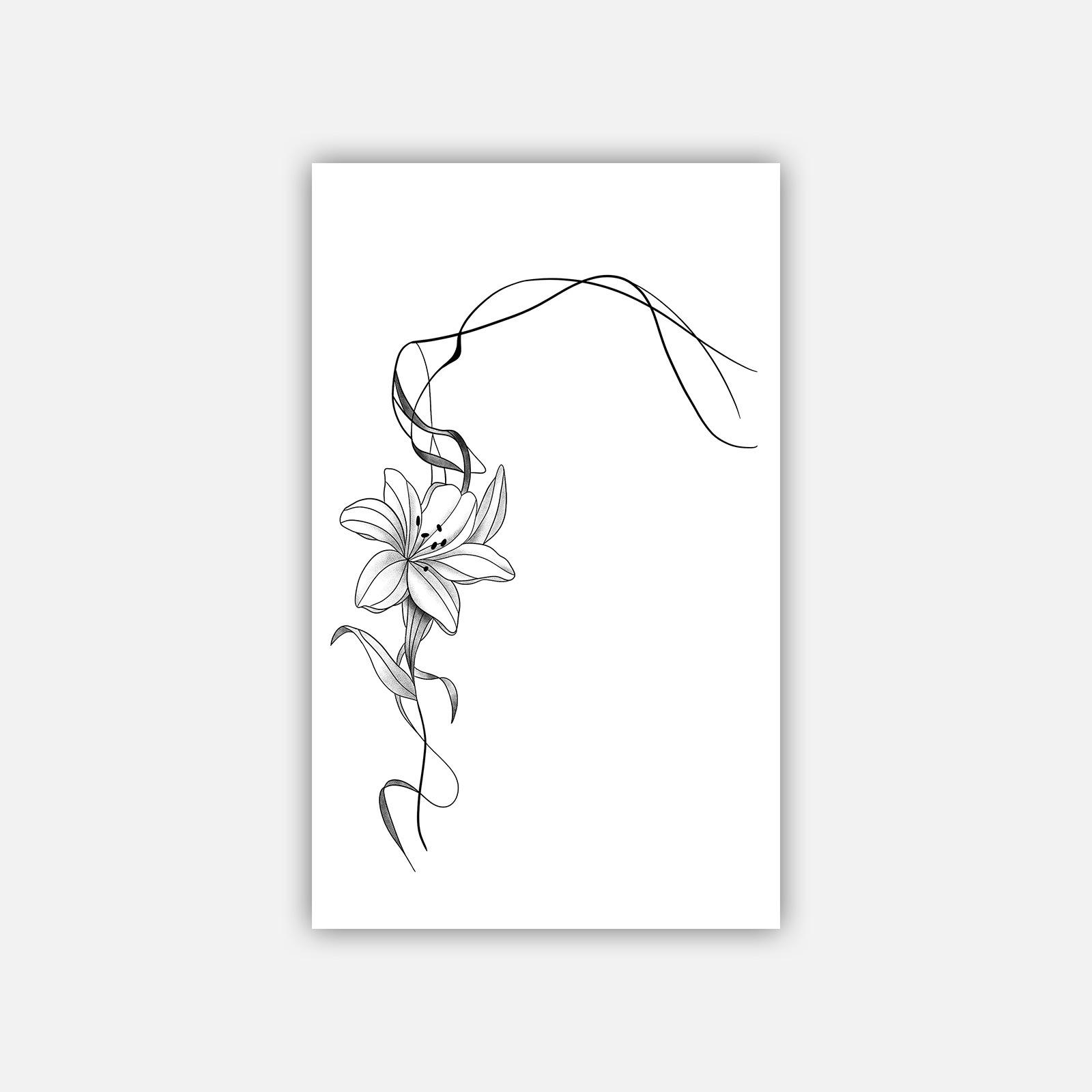 

Cool Sa Wind Minimalist Lily Tattoo Sticker, Advanced Sense Gradual Change Design, Waterproof And Wear-Resistant, Personalized Shoulder Sticker 11*18