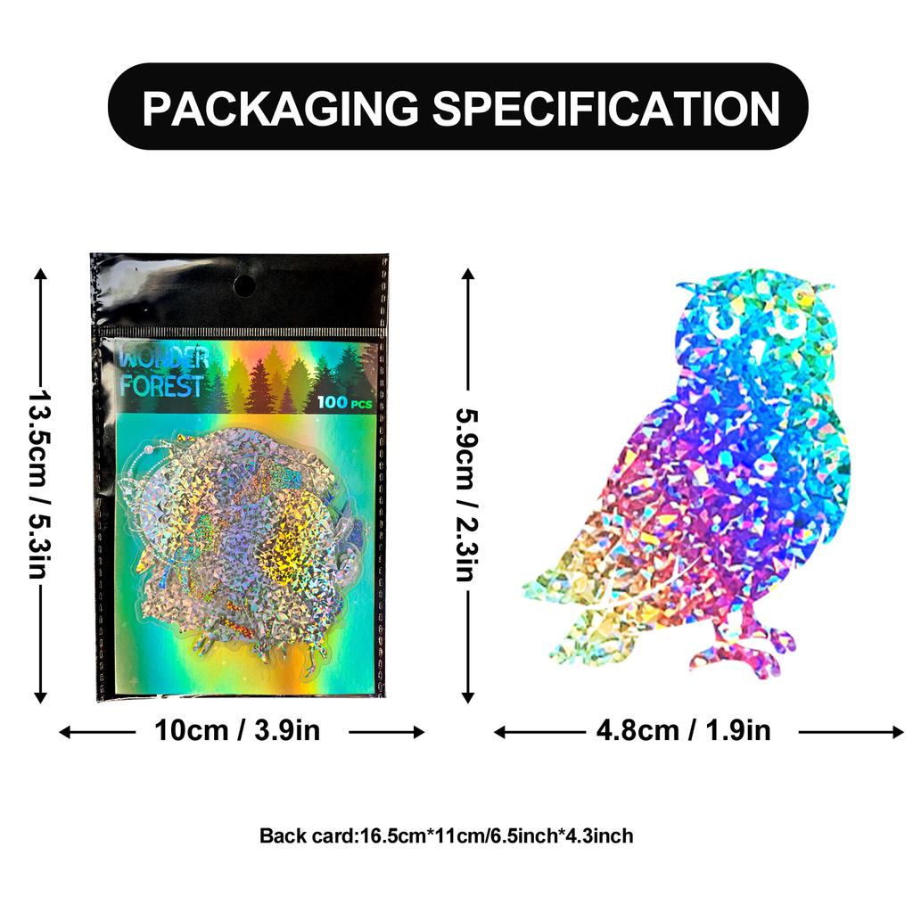 T01040671 Clearance 100 Sheets Transparent Laser Sticker Dream Forest Sticker Bag Two-Color Laser Gold