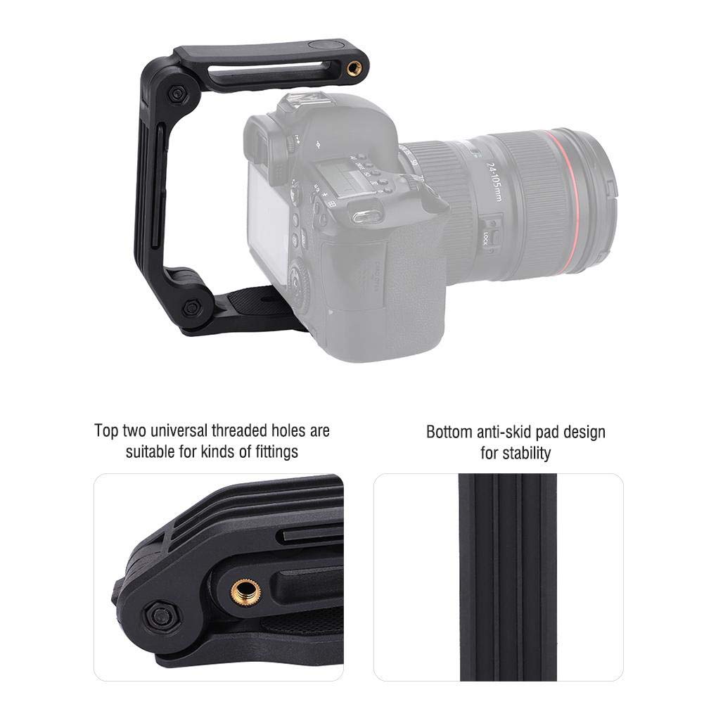 Hakeeta Camera Stabilizer Handle Bracket Screw Handheld for DSLR and Digital Black U-Grip Anti-Shake 1/4" Camcorders,