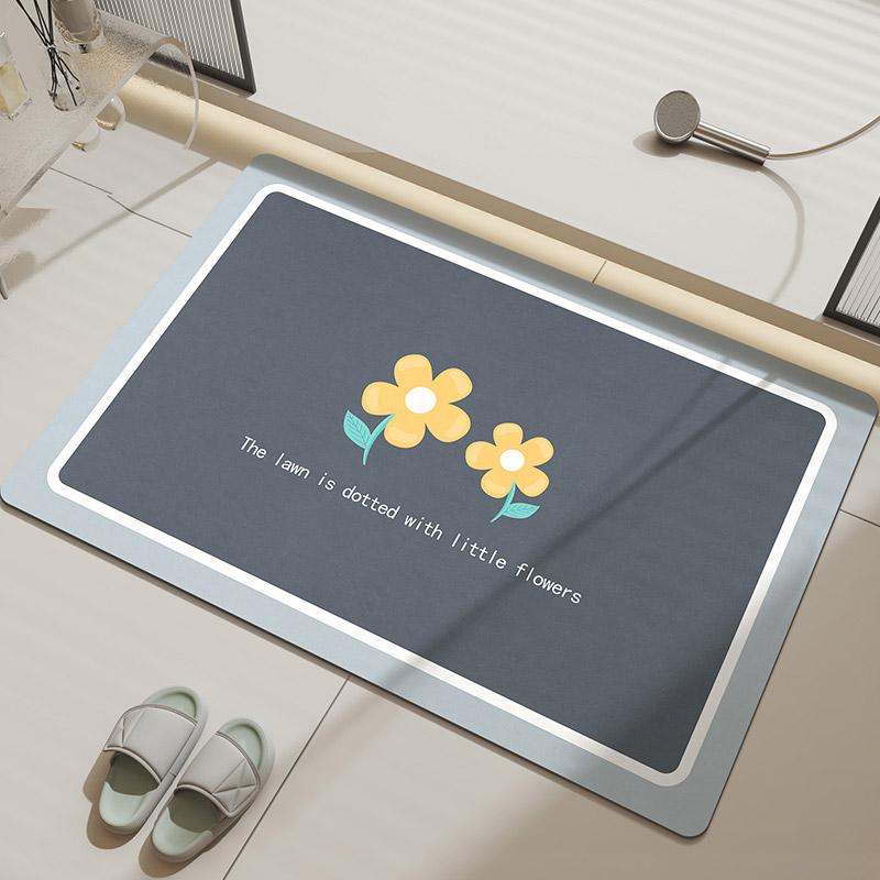 Diatomaceous Earth Bathroom Floor Mats Bathtub Ant Slip Bath Mat Quick Drying Shower Floor Toilet Rugs Doormat Washable