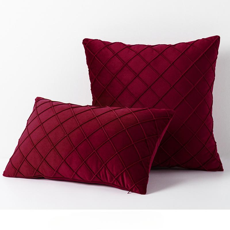 Pack of 2 Velvet Plaid Throw Pillows Sofa Decorative Pillow Covers Soft Solid Cushion Case for Bedroom Car Outdoors