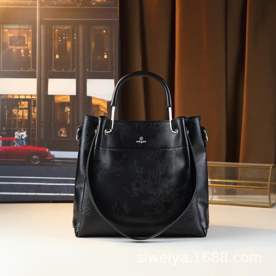 

Handbag Women S Retro Trendy Bucket Bag Versatile Commuter Large Capacity Shoulder Messenger Bag чёрный