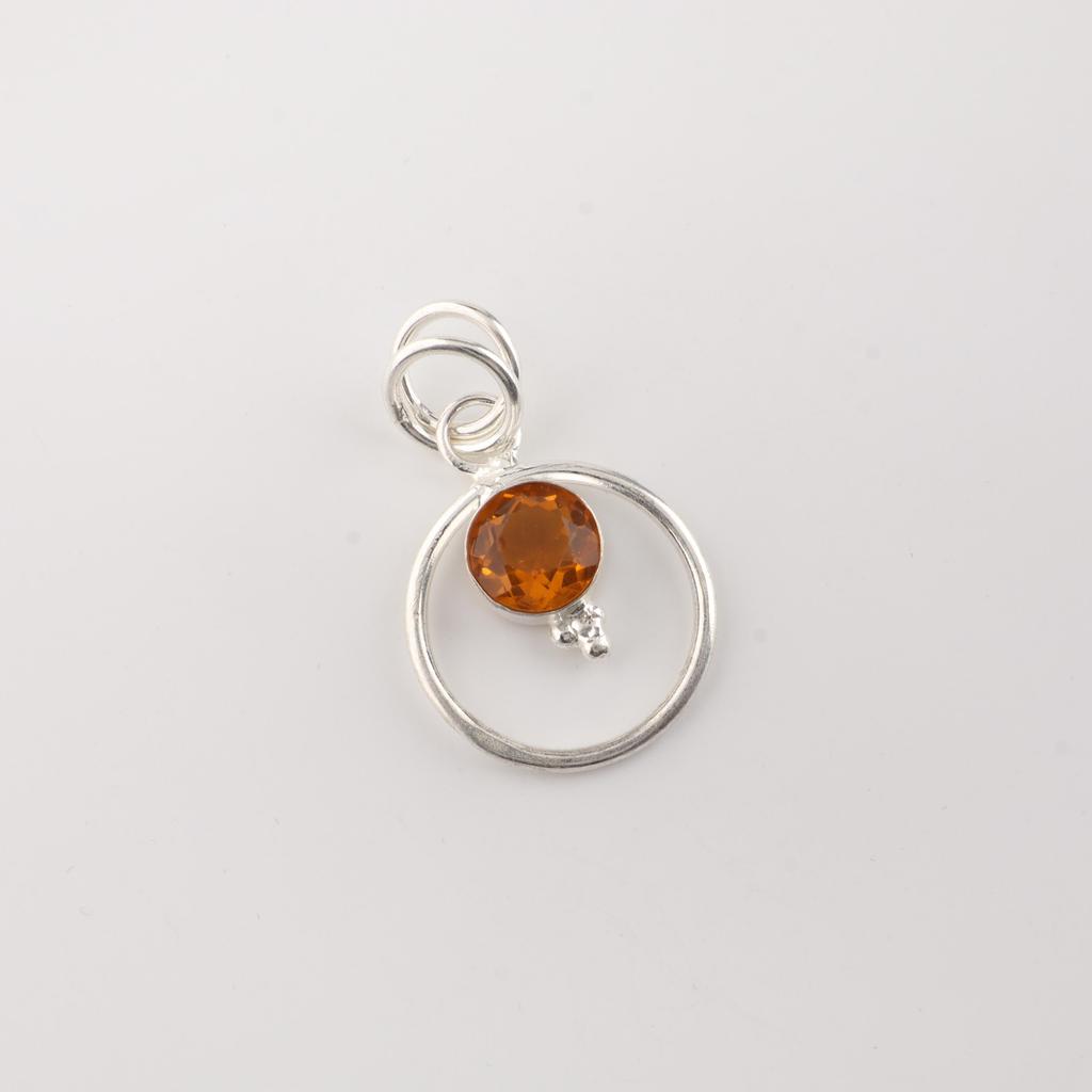 Citrine Gemstone 925 Sterling Silver Necklace Partywear Pendant 1.2" Handmade Gift For Her PP-68-11