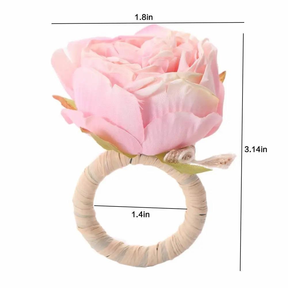12PCS Multipurpose Plastic Simulation Rose Napkin Rings Romance Flower Napkin Holder Handmade Napkin Buckles Home Decoration