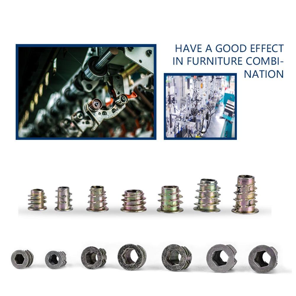70pcs Hex Socket Threaded Insert Nuts Assortment Kit Screw in Nut Inserts Woodworking
